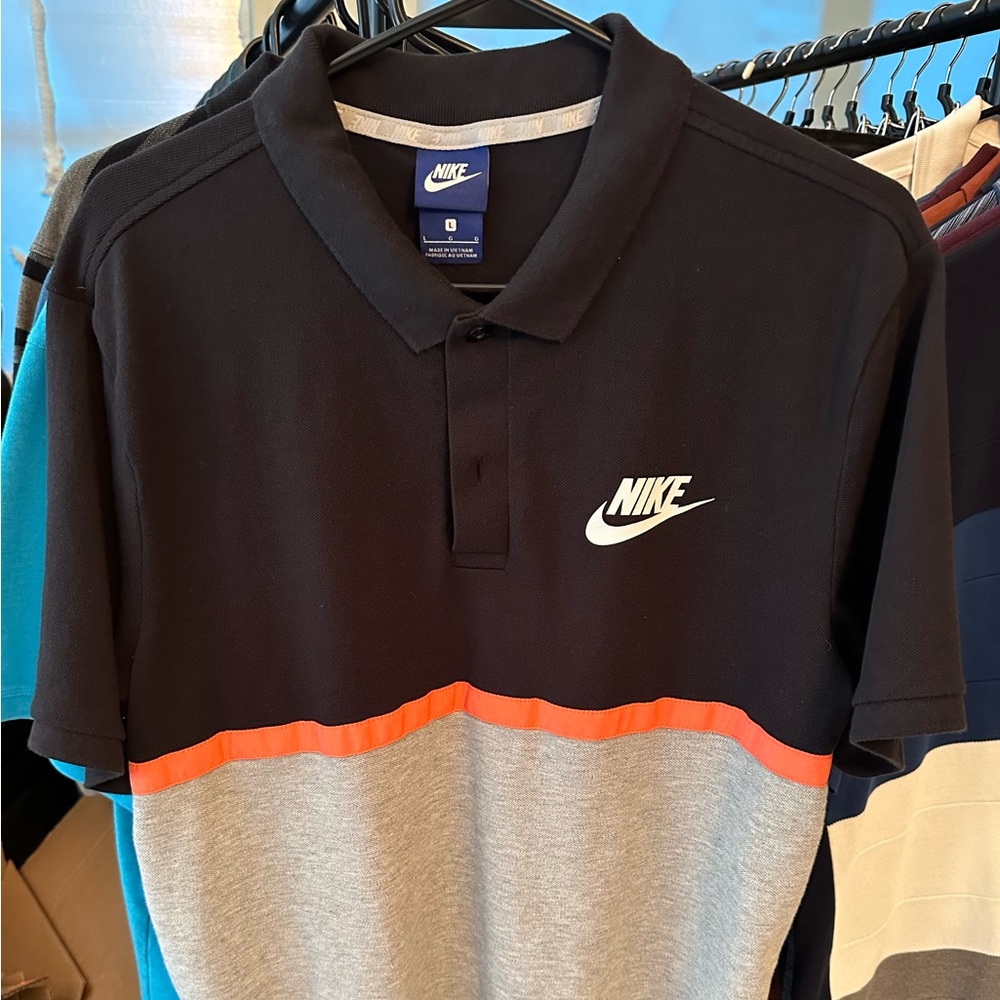 Nike Golf Tennis Polo Black Large Color Block